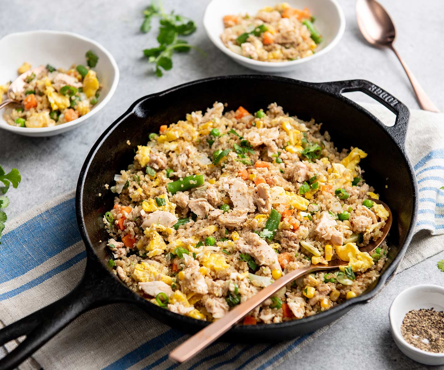 Quinoa "Fried Rice" with Salmon Chicken of the Sea