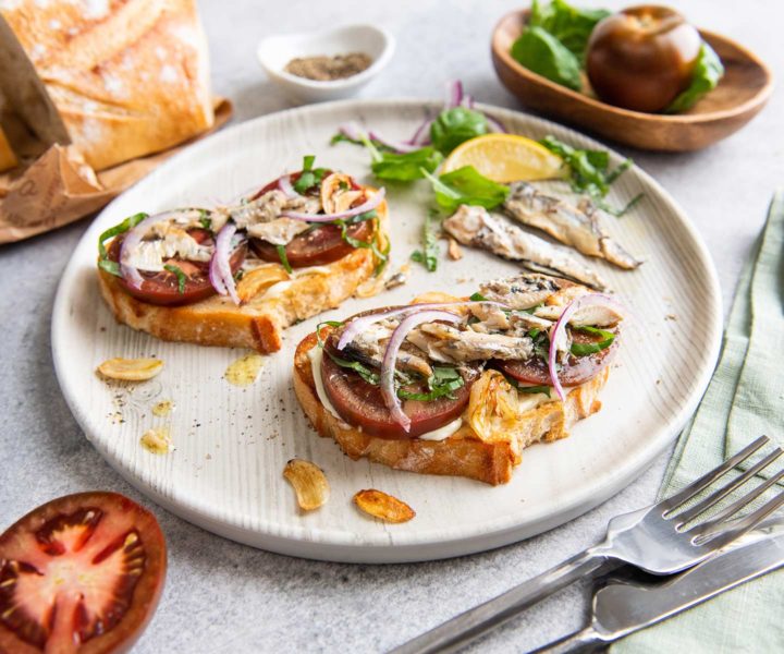 Sardine Toast with Heirloom Tomatoes Chicken of the Sea
