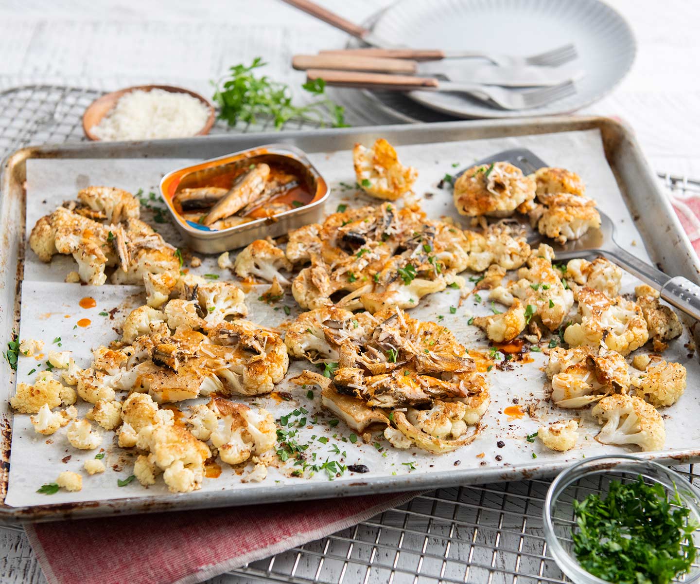 Spicy Sardines on Roasted Cauliflower Steaks Chicken of the Sea